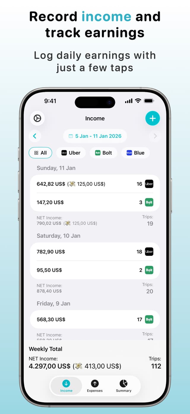 iDrive: Rideshare Finance iPhone screenshot 2